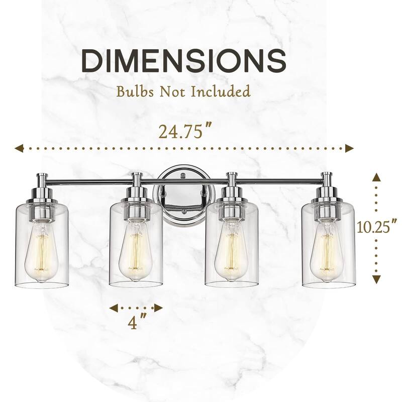 2/3/4/5-Light Bathroom Vanity Light with Clear Glass Shade