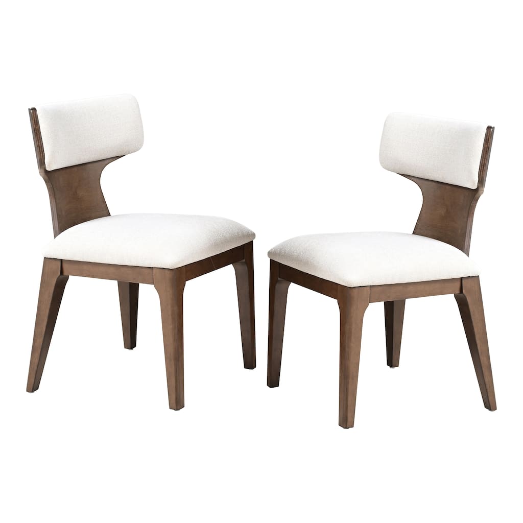 Furniture of America Wayley Modern Solid Wood Curved Back Padded Dining Chair (Set of 2)