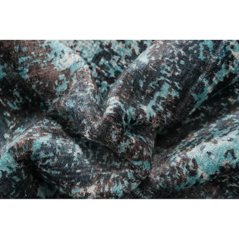 Hand Knotted Oriental Viscose Silk Carpet Modern Abstract Multi-Colored Abstract Area Rug - 7' 7'' X 5' 7''