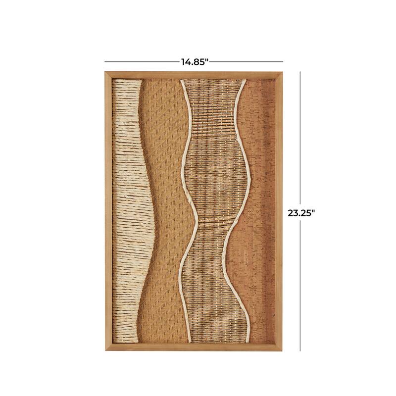 Brown Wood Handmade Dimensional Wavy Mixed Media Abstract Home Wall Decor with Various Textures and Patterns