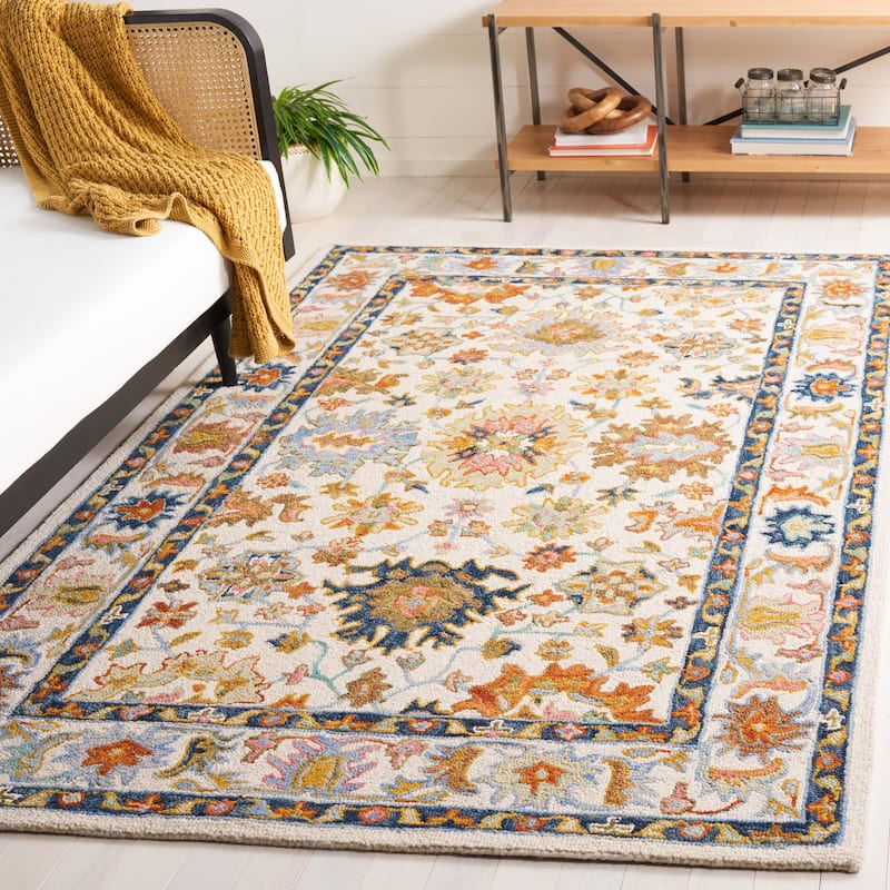 SAFAVIEH Handmade Aspen Jellieke Boho Tribal Wool Rug - 3' x 5' - Ivory/Blue