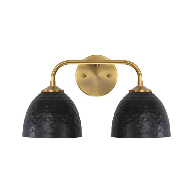 Golden Lighting Shepard 2-light Vanity in Modern Brass and Matte Black shade