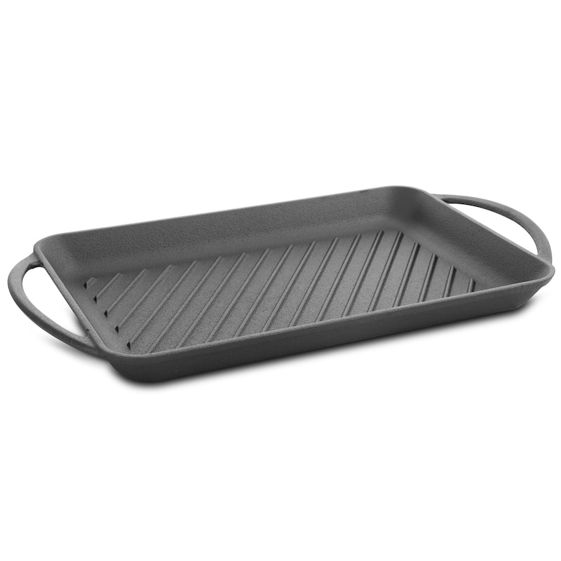 Marland 14.5 Inch Preseasoned Cast Iron Grill Pan Dual Handle
