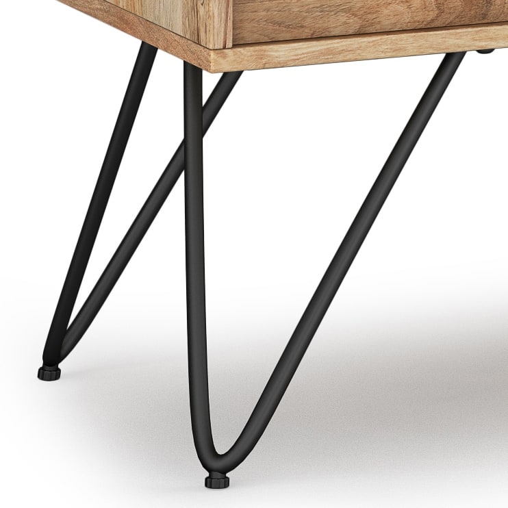 WYNDENHALL Moreno SOLID MANGO WOOD 68 inch Wide Industrial TV Media Stand in Natural For TVs up to 75 inches