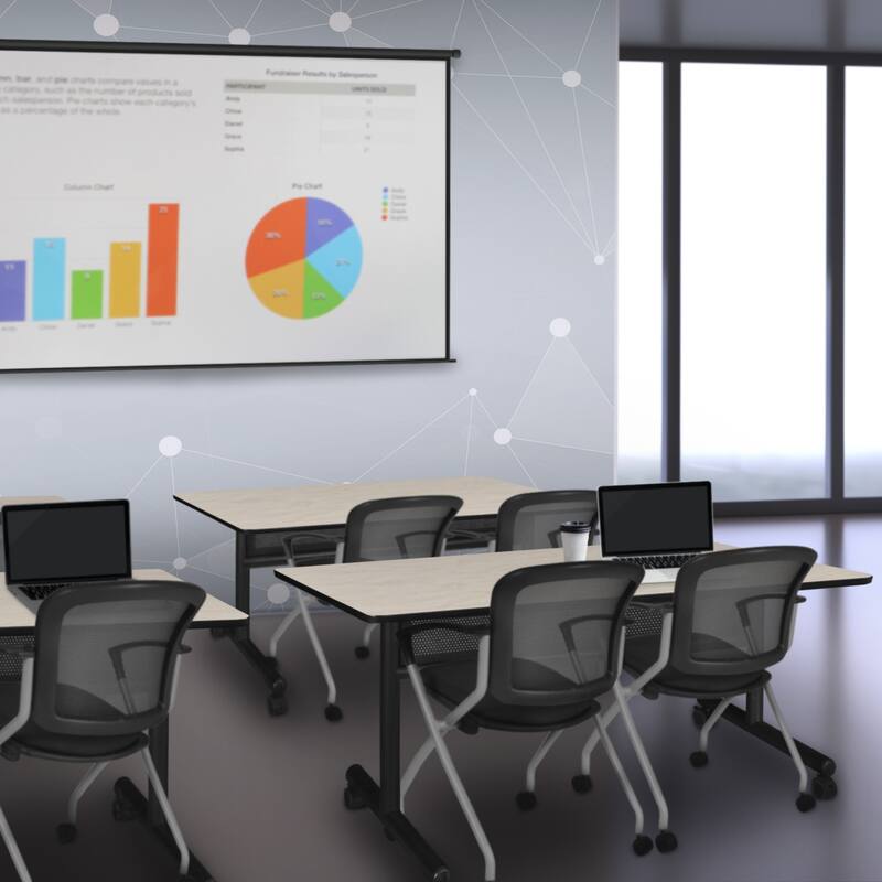 48" Flip Top Mobile Training Table with Modesty- Maple