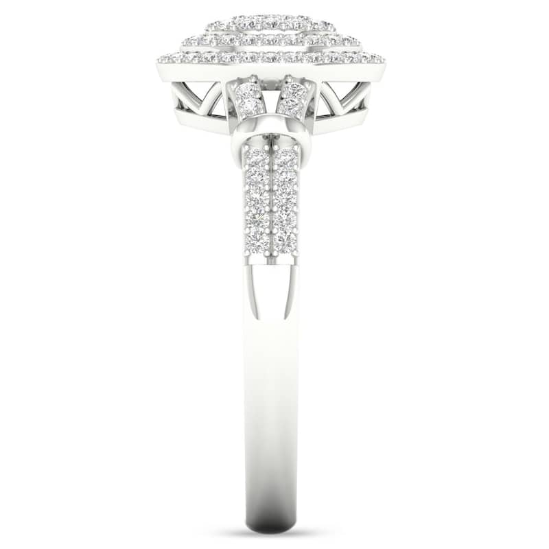 1/4ct TDW Diamond Cluster Double Halo Ring in 10k White Gold for Women