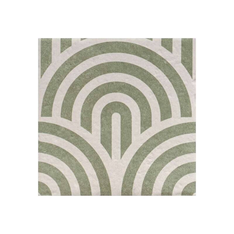 Verity Waves 8x8 Matte Porcelain Encaustic Tile - Floor, Wall, Backsplash