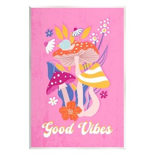 Stupell Good Vibes Retro Mushrooms Wall Plaque Art Design by Martina