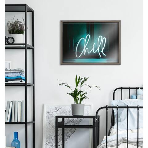 Kate and Laurel Blake Chill Neon Sign Framed Printed Glass by The Creative Bunch Studio