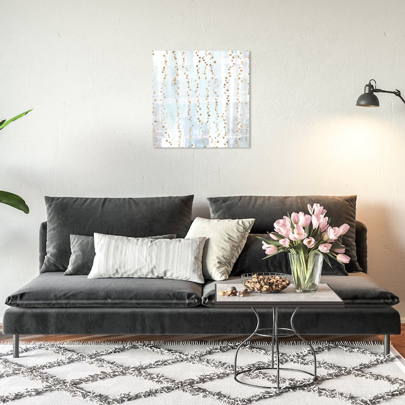 Wynwood Studio Canvas Abstract Gold Sparks White and Modern & Contemporary Wall Art Canvas Print - 20 x 20