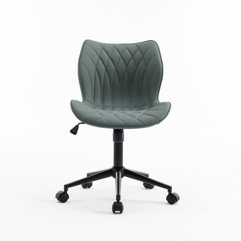 Faux Leather Office Chair with Wheels, Upholstered Task Chair