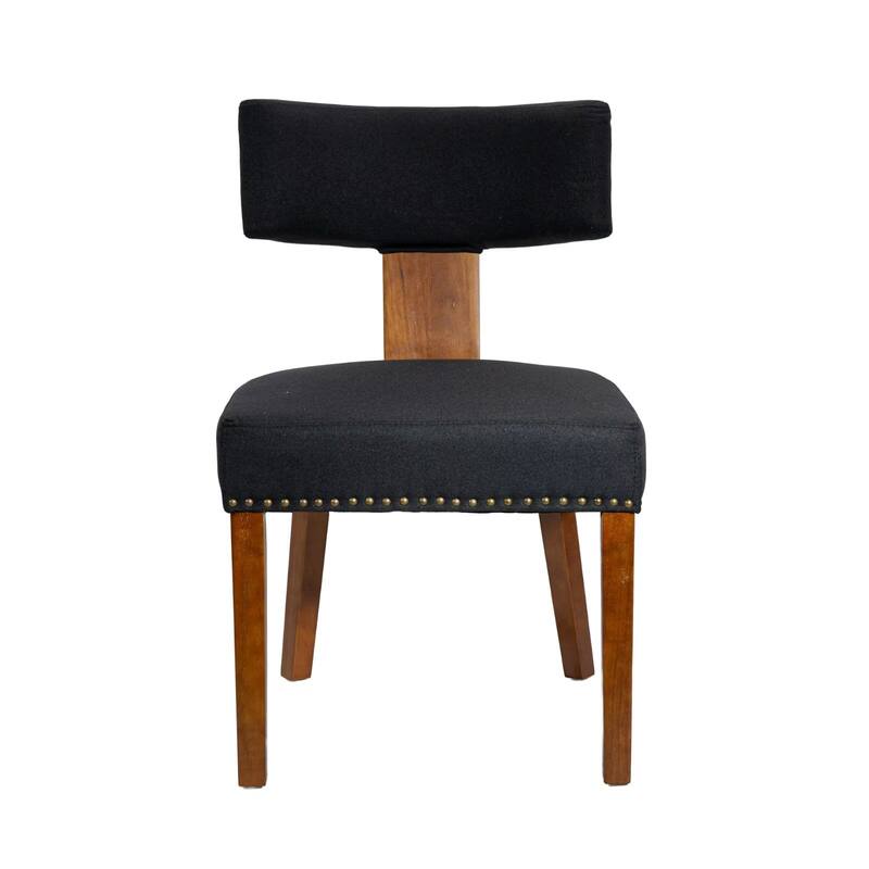 Mid-Century Modern Dining Chairs with Nailhead Trim & Wood Frame (Set of 2)