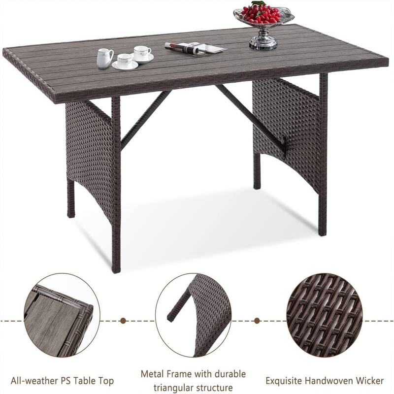 AECOJOY Outdoor Rectangle Wicker Dining Table