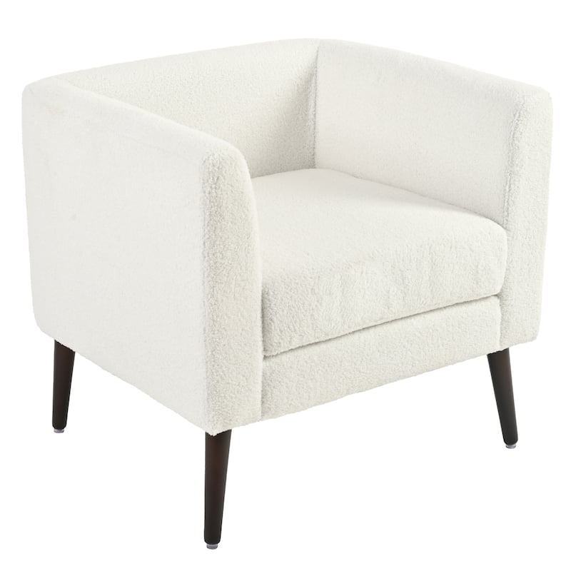 Modern 26.77" Upholstered Arm Chair with Solid Wood Legs and Waist Pillow