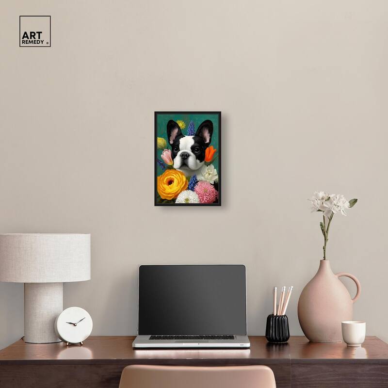 Secret Garden Frenchie Canvas by Art Remedy