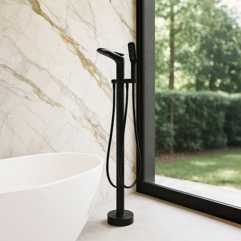Pluto Triangle Head Tub Filler Faucet with Hand Shower