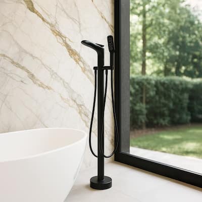 Pluto Triangle Head Tub Filler Faucet with Hand Shower