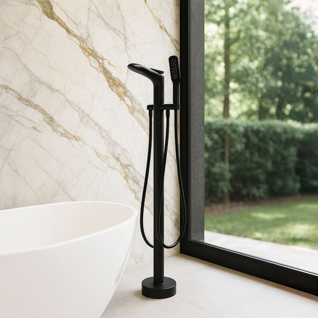 Pluto Triangle Head Tub Filler Faucet with Hand Shower