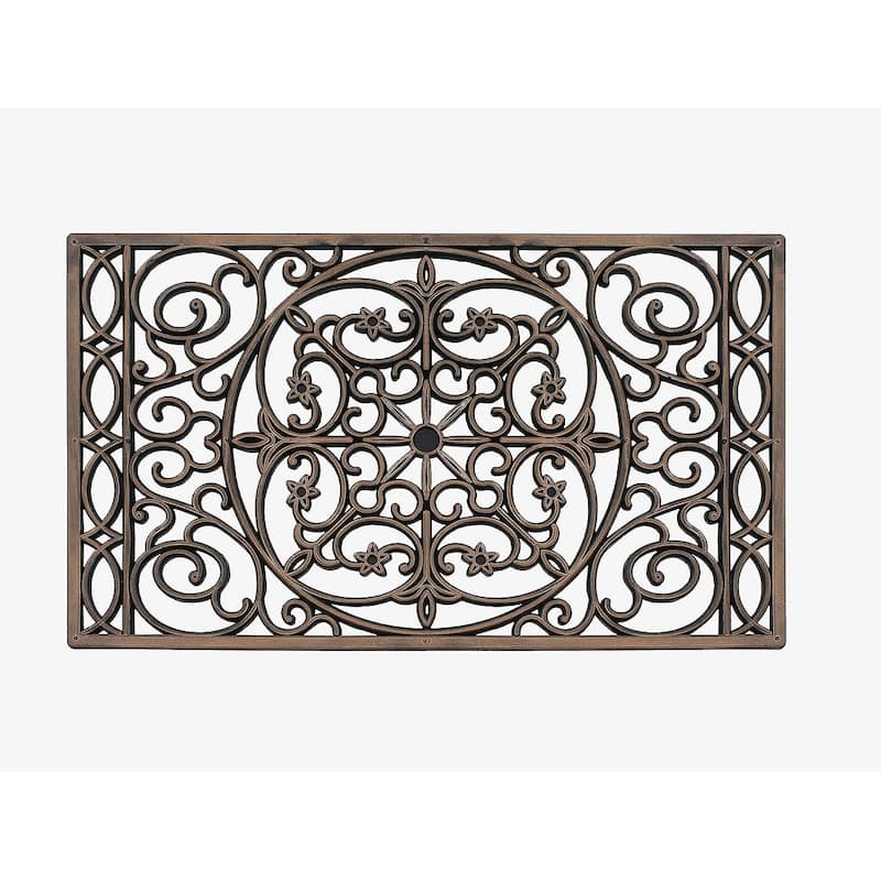 A1HC First Impression, Natural Rubber Doormat, Non-Slip, Durable, Heavy Duty Rubber Mat, 18"X30" - Elegant Star Bronze