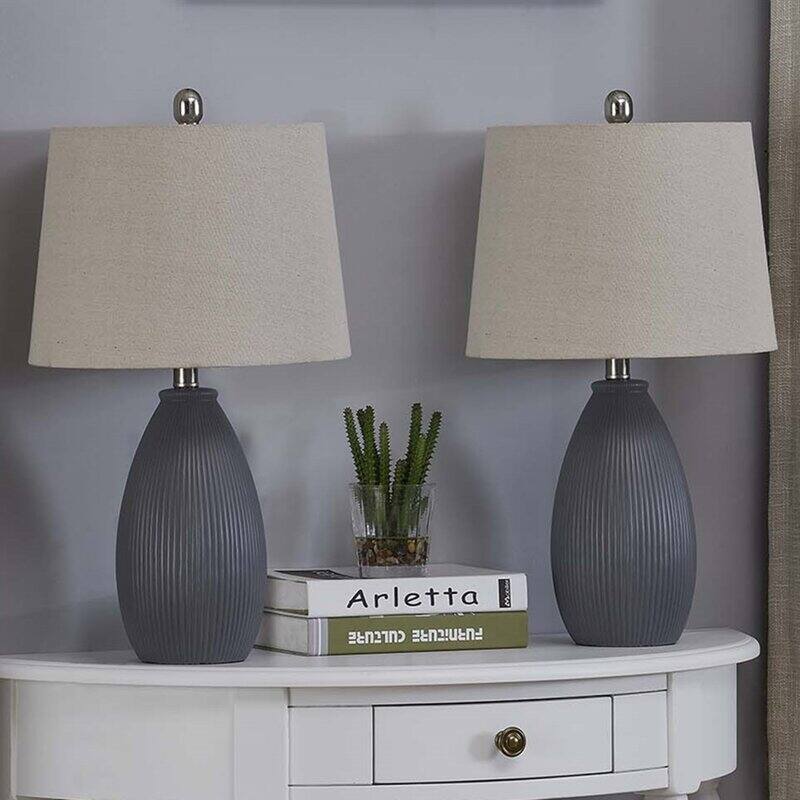 22.25" Ceramic Round Table Lamp (Set of 2)
