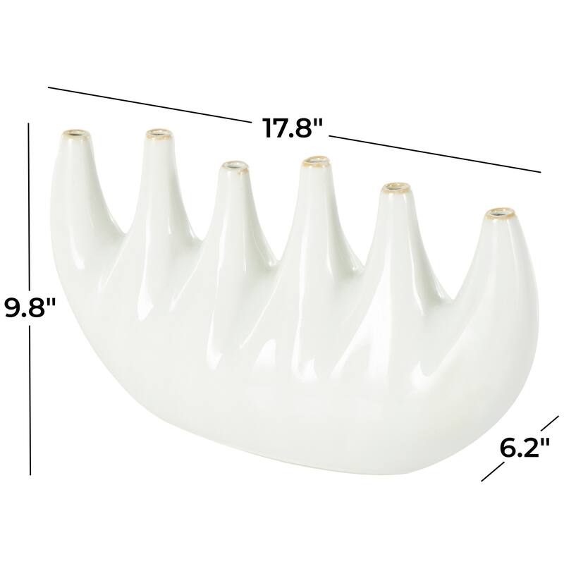 White Ceramic Decorative Vase with Multiple Openings