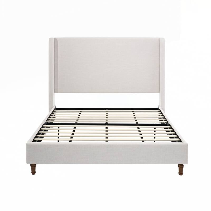 High Headboard Upholstered Platform Bed No Box Spring Needed