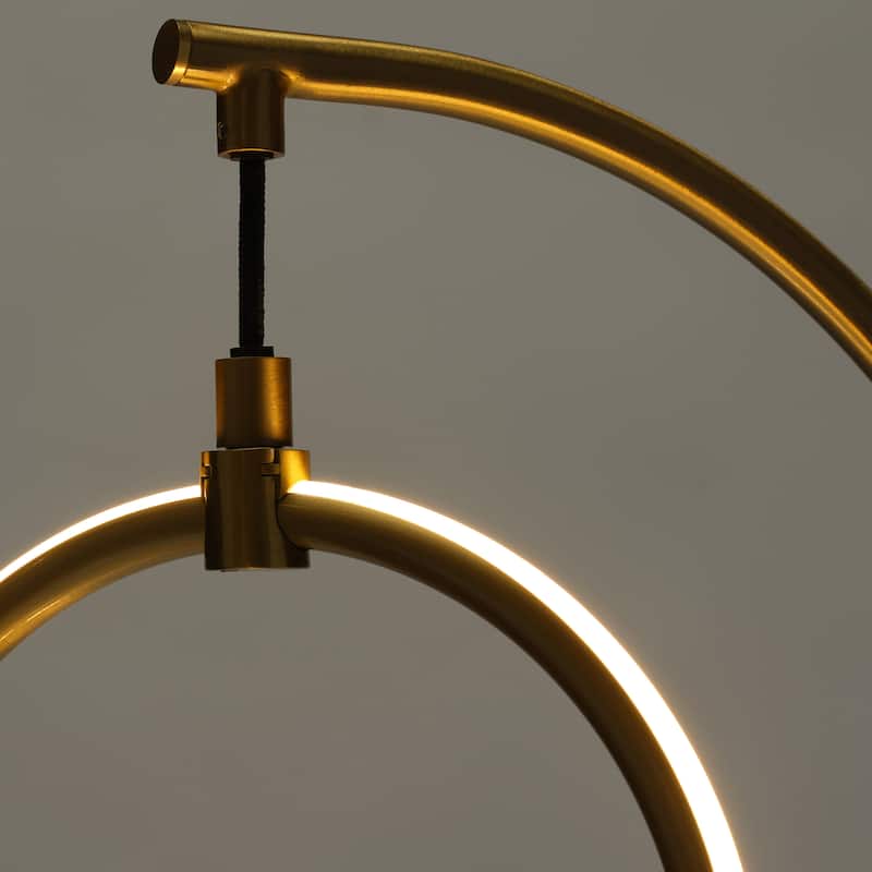 Brightech Nova 24 in. Antique Brass Modern & Contemporary Integrated LED Arc Table Lamp with Built-In 3-Way Dimmer
