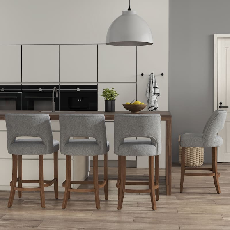 Set of 2/4/6,Upholstered Counter Height Bar Stools,Modern Counter Stools with Wood Legs for Kitchen Island Dining Room Bar