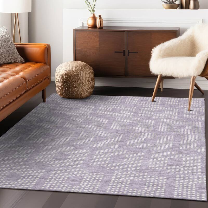Machine Washable Indoor/ Outdoor Chantille Modern Houndstooth Rug