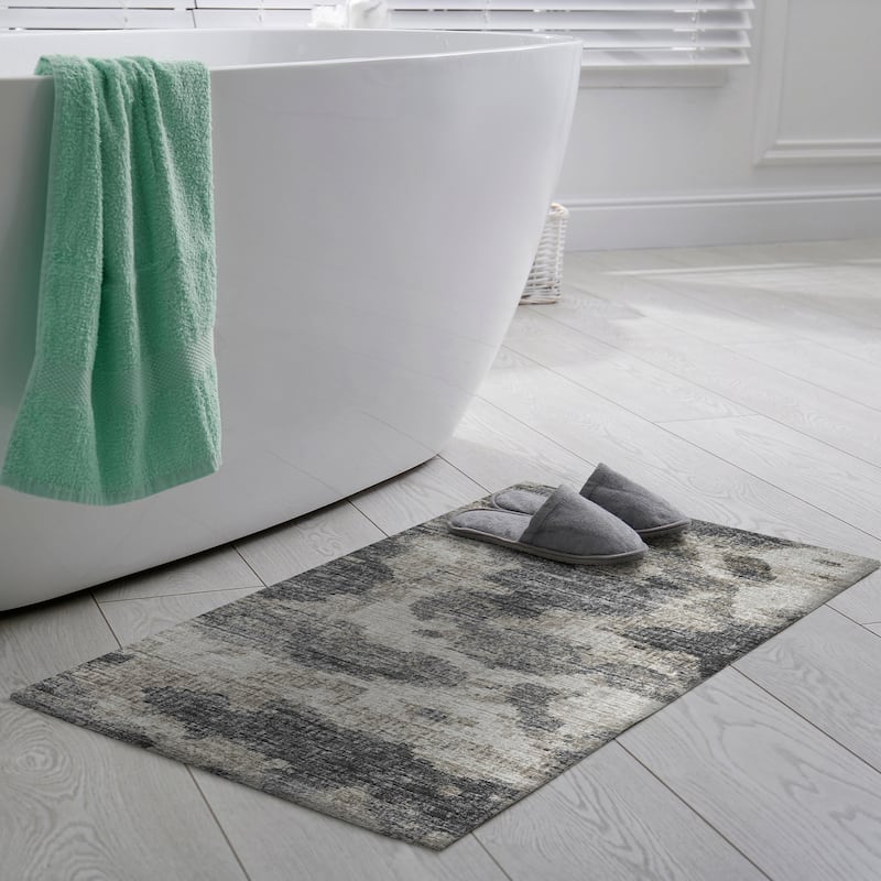 Indoor/ Outdoor Accord Modern Waves Washable Rug New - 1'8" x 2'6" - Charcoal