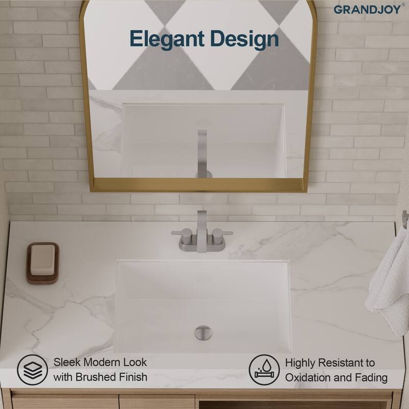 GRANDJOY Stainless Steel 6" Centerset Sink Faucet 2-Handle Waterfall Bathroom Faucet