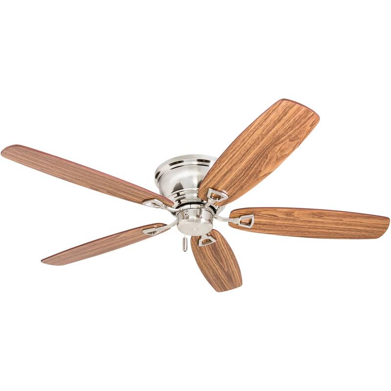 52" Honeywell Glen Alden Brushed Nickel Indoor Ceiling Fan, No Light, Pull Chain