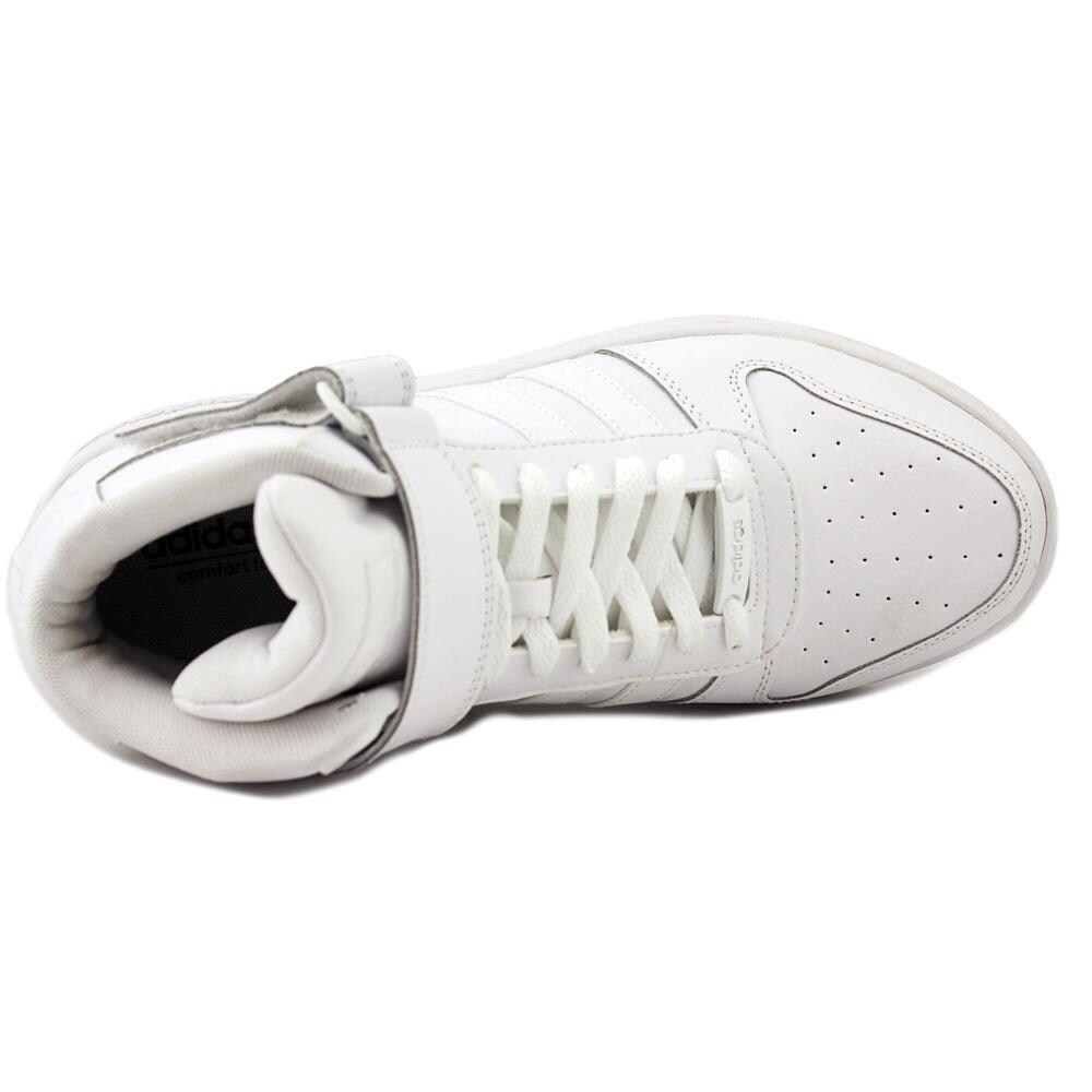 Shop Adidas Team Court Mid Men Round Toe Leather White Basketball