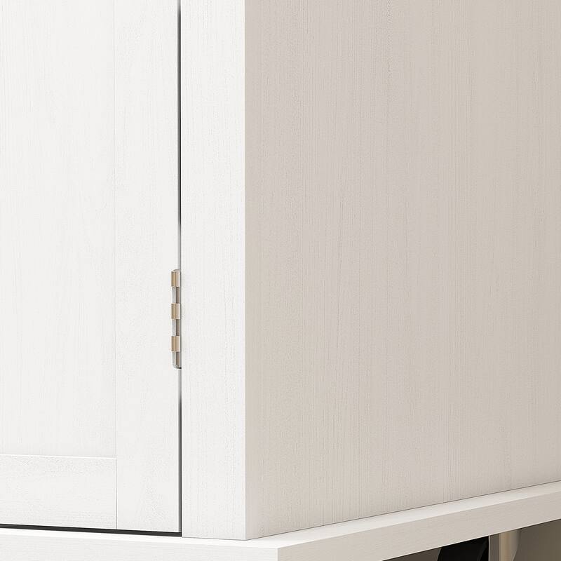 Distressed White Kitchen Island Cabinets with Storage Drawers and Spice Rack Towel Bar - 43.75" W x 17.5" D x 32.5" H