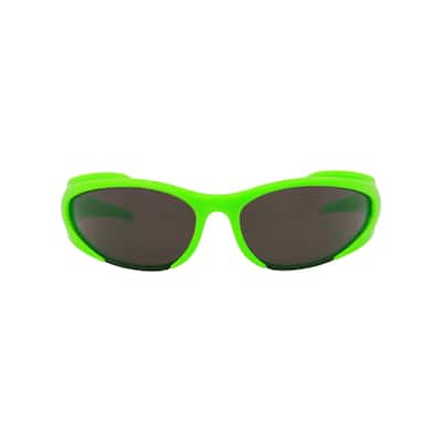 Balenciaga Shield-Frame Bio Injection Sunglasses, Smoke Lens, Shiny Solid Fluo Green Frame