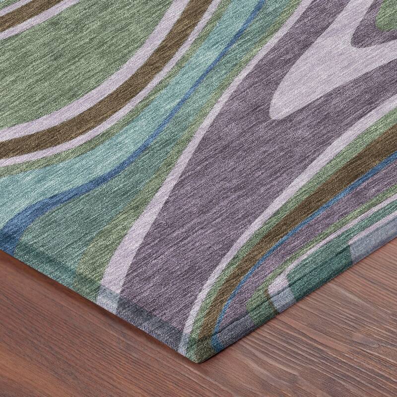 Machine Washable Indoor/ Outdoor Abstract Busey Chantille Rug
