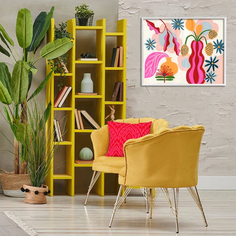 Stupell Eclectic Mod Flower Vases Framed Giclee Art Design By Suzanne Allard