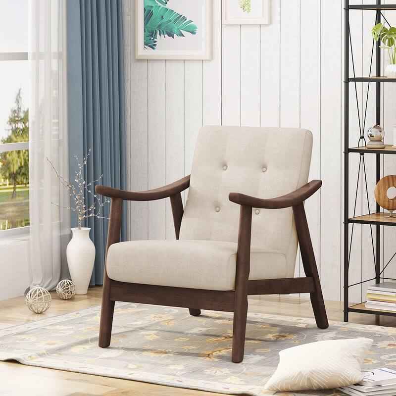Solid Wood Tufted Armchair