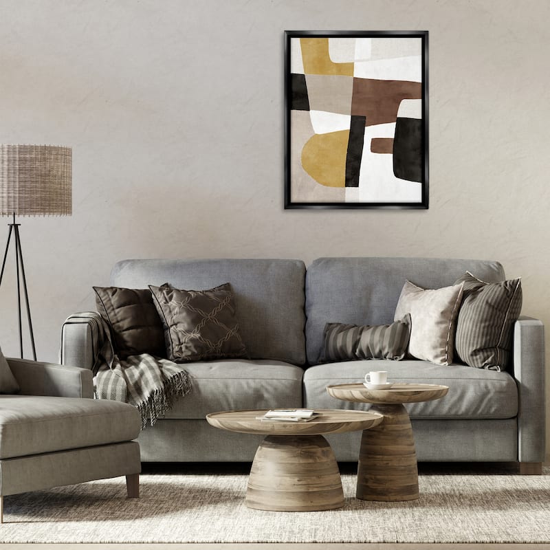 Stupell Abstract Shapes in Earth Tones Framed Floater Canvas Wall Art Design By Amber Sterling