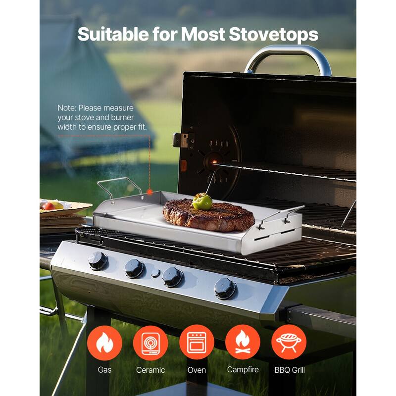 Anmytek 17x13 Inch Stainless Steel Flat Top Griddle