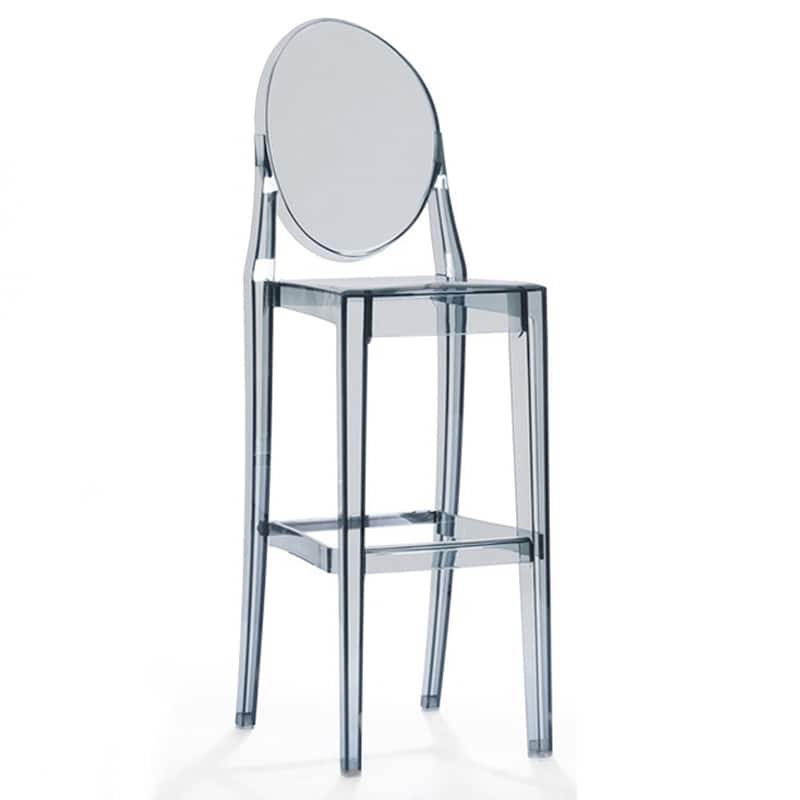 Modern Barstools With Oval Back Bar Stool Chairs For Standing Work Kitchen Island Dining Transparent Footrest Hotel (Set of 2)