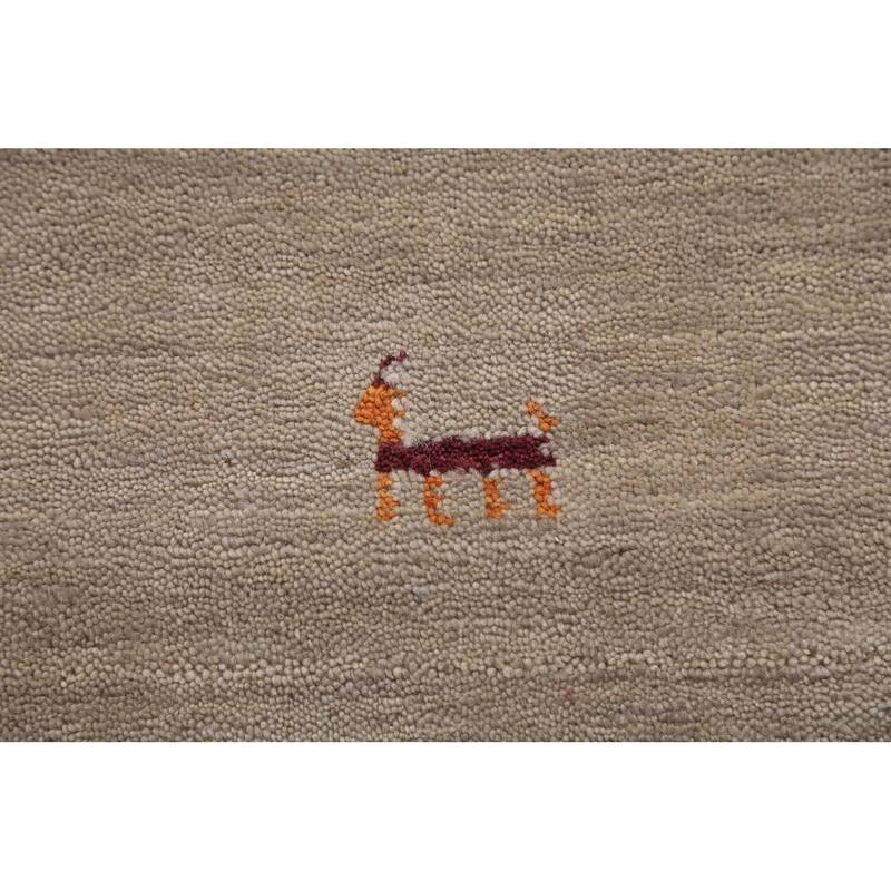 Little Animals Gabbeh Indian Foyer Rug Handmade Wool Carpet - 3'2" x 4'9"