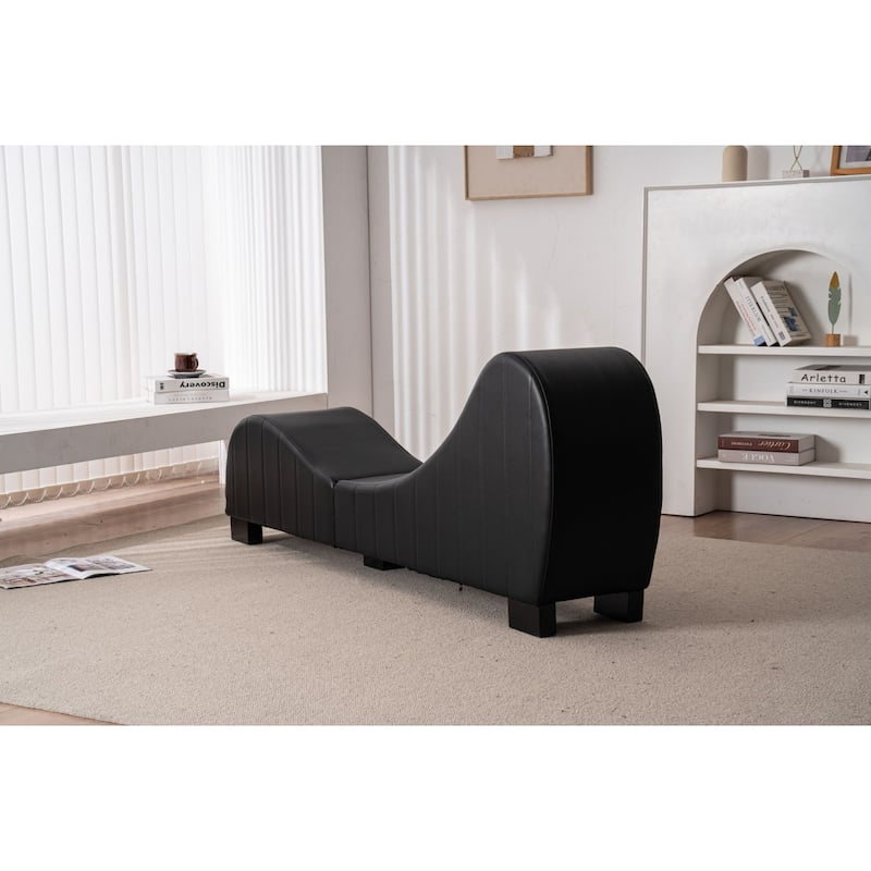 Yoga Chaise Lounge Collection ,Relaxation Modern Faux Leather Curved Sofa
