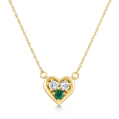 1/2Ct Heart Shape Emerald & Diamond Pendant Gold Women's Necklace lab Grown