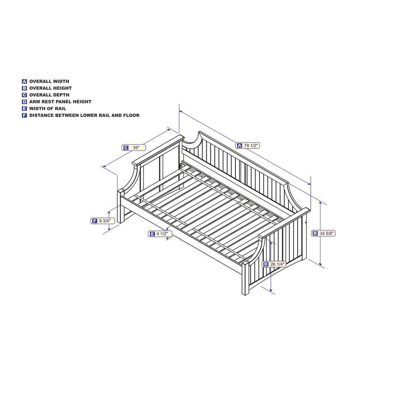 Twin Daybed - White Wood Frame, Curved Back & Beadboard Design - Guest Bed & Relaxation