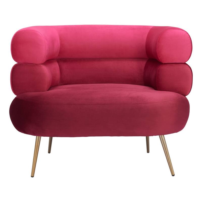 HomeRoots 41" Red And Gold Velvet And Upholstered Arm Chair - 41' X '31.9' X '32