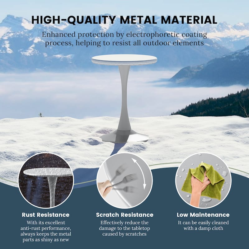 Frond and Form 23.5 Inch Outdoor Steel Dining Table