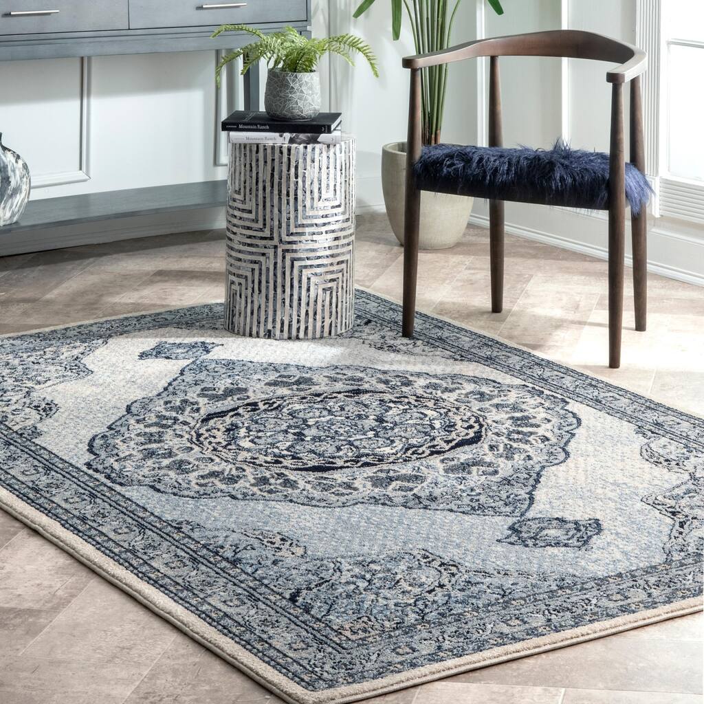 Nuloom Vintage Charm Antoinette Ornamental Paisley Bloom Border Area Rug