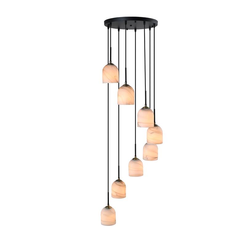 Artcraft Crema 8-Light Chandelier 18.5" - Black with Brushed Brass Accent
