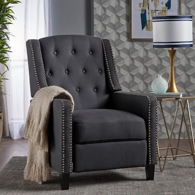 Pushback Recliner Chair, Fabric Armchair Push Back Recliner with Rivet Trim, Mid Century Tufting Accent Chair for Living Room